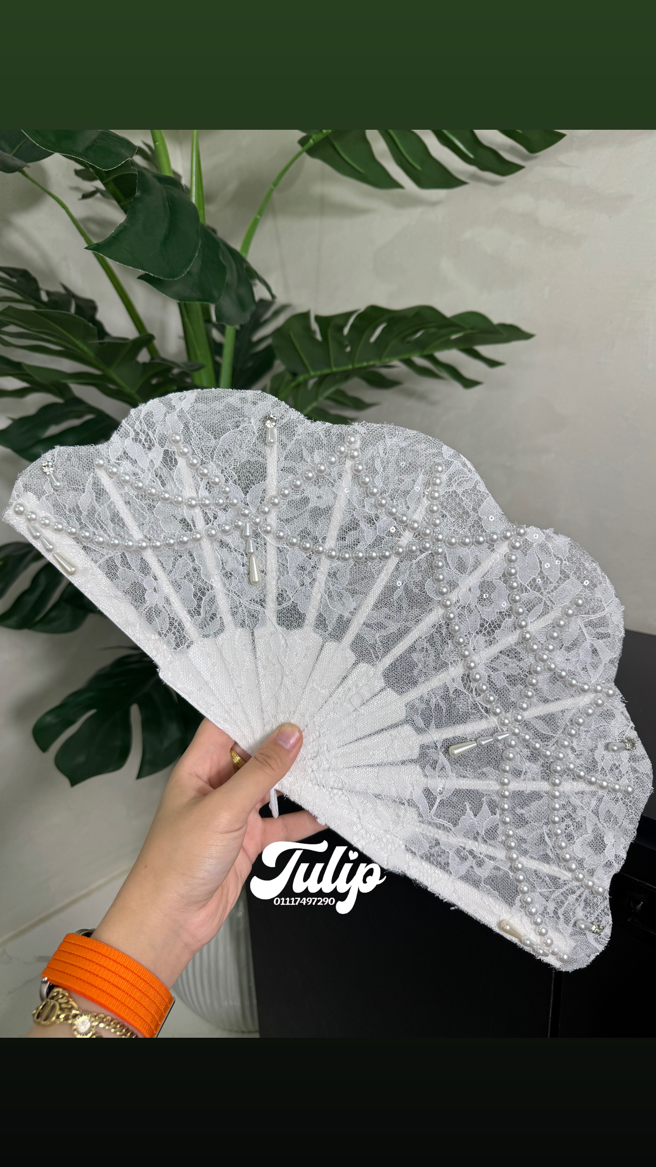 مروحة دانتيل تزيين لولي — مروحة العروسة | Tulip Store