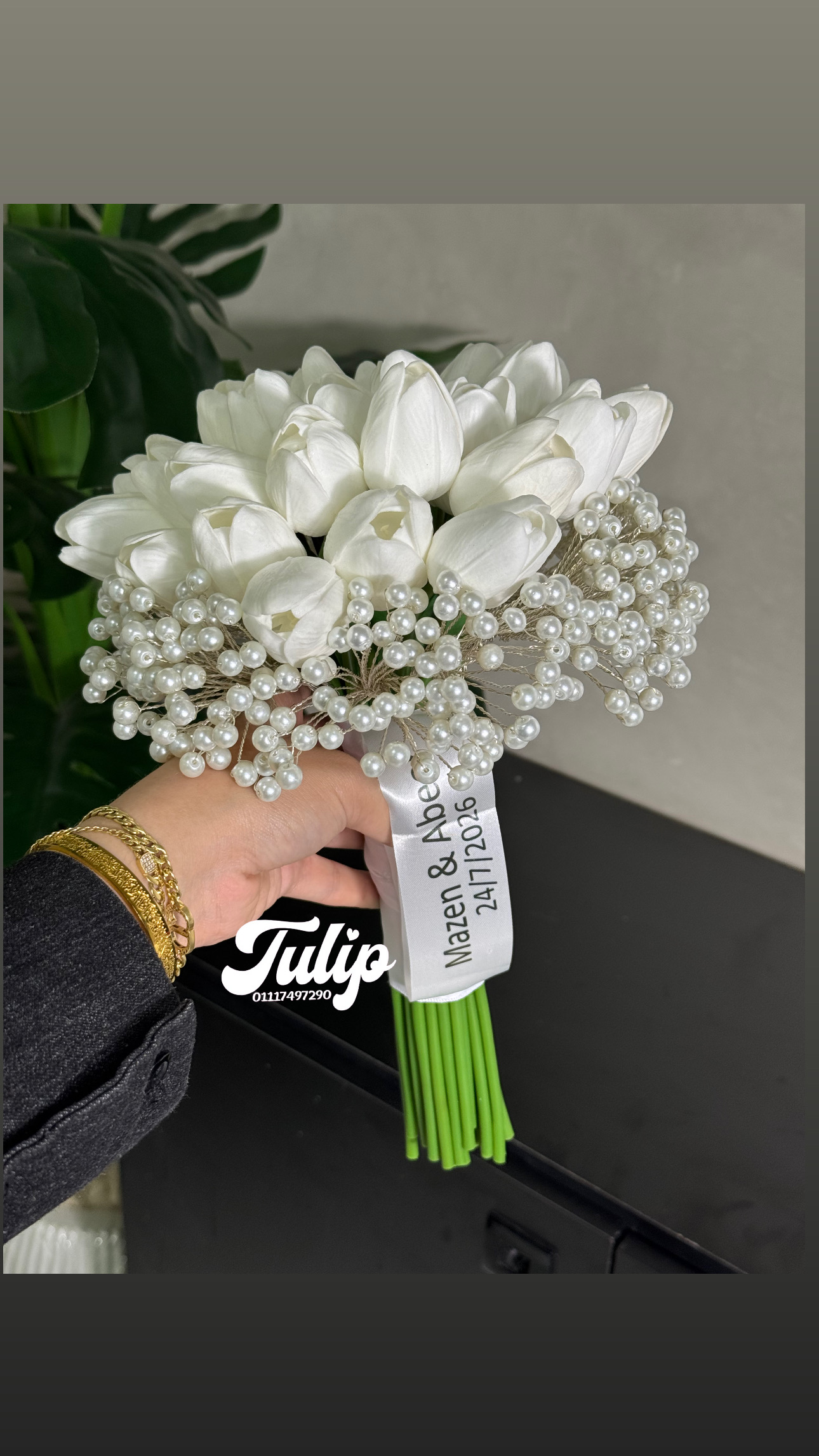 بوكيه تيوليب اطار لولي — بوكيهات ورد صناعي | Tulip Store