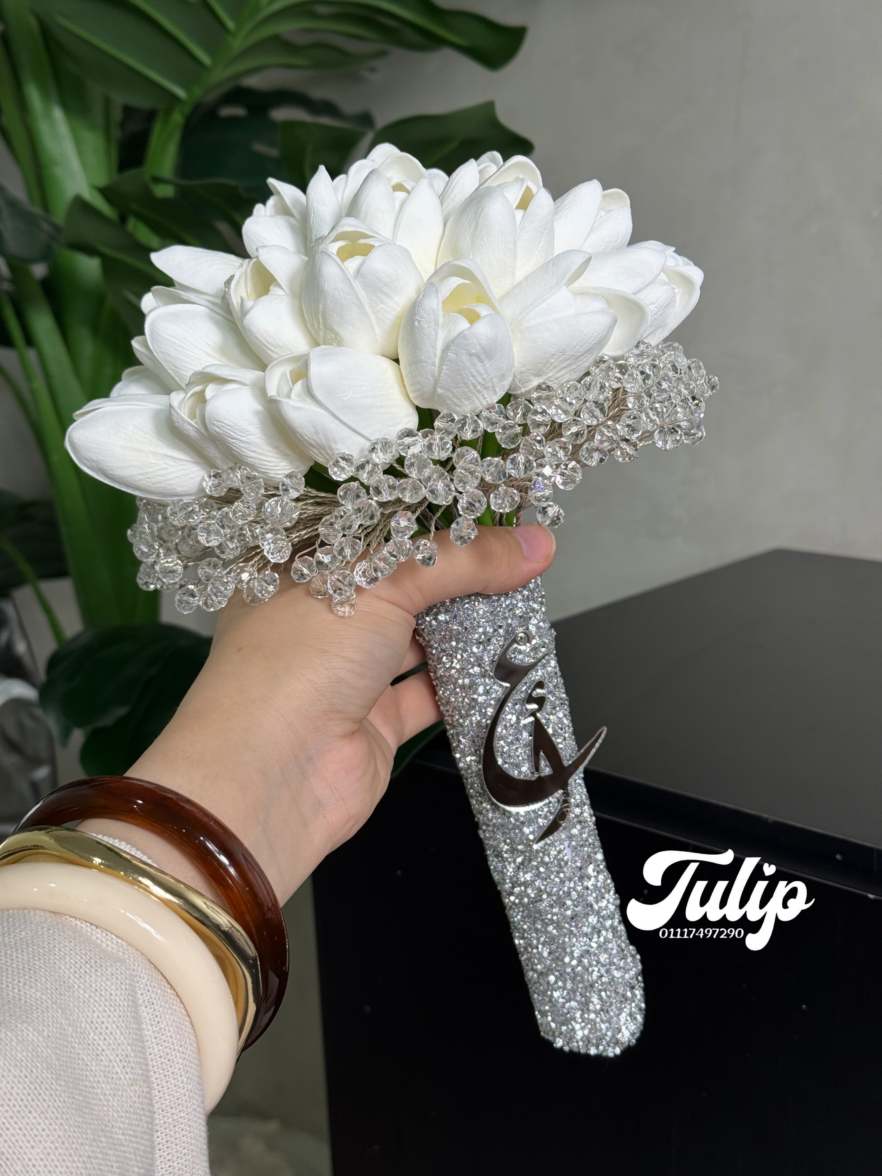 بوكيه تيوليب اطار كريستال — بوكيهات ورد صناعي | Tulip Store